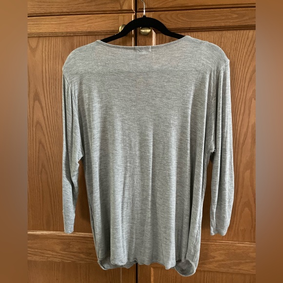 COPY - Paper & Tea Long sleeve faux wrap T-shirt V-neck 3/4 sleeve Drape front … - Picture 4 of 7